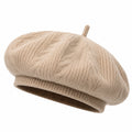 Baskenmütze Einheitsgröße Beige aus Strick mit Rippbündchen für Alltag