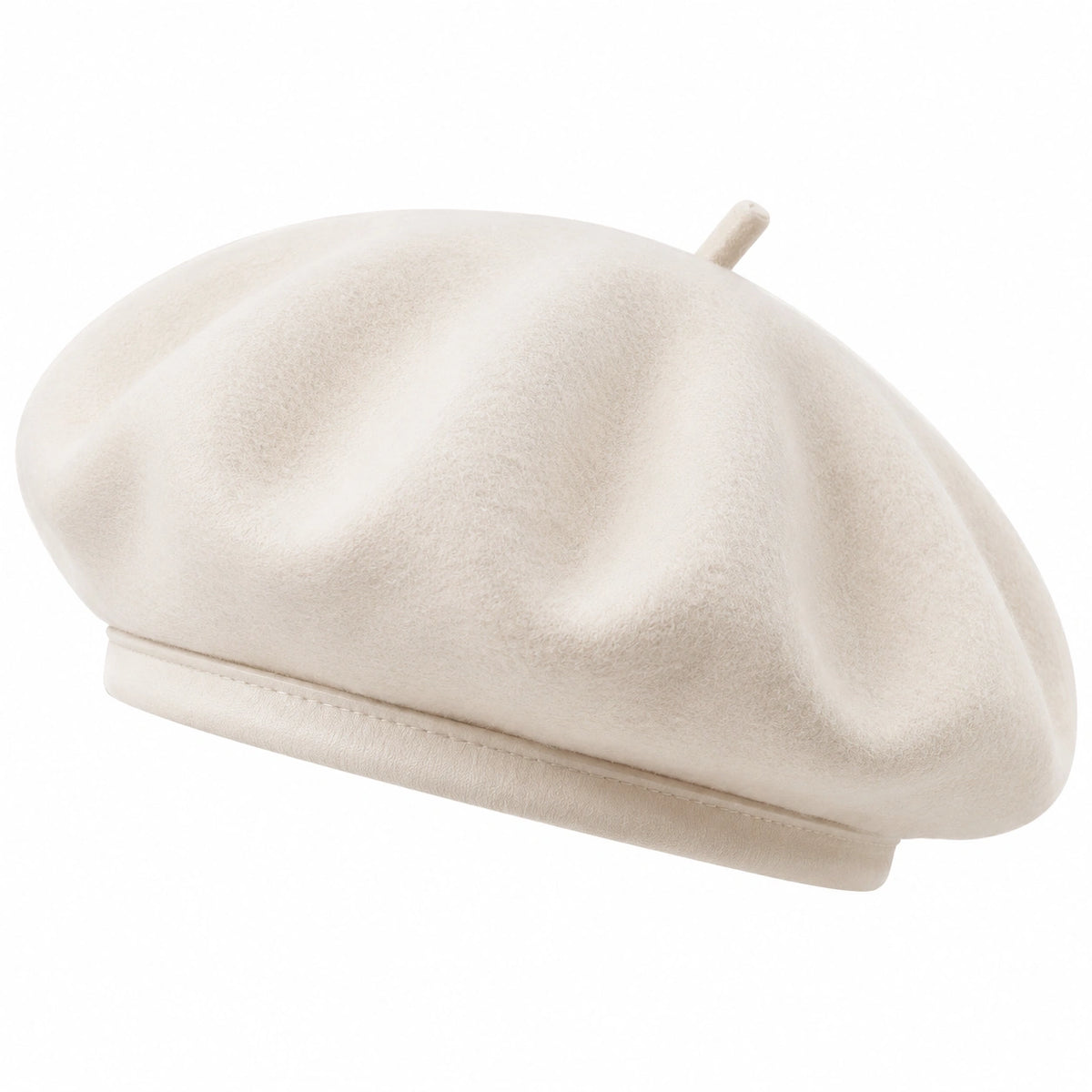 Baskenmütze Einheitsgröße Beige Textil in Velourslederoptik klassischer Stil