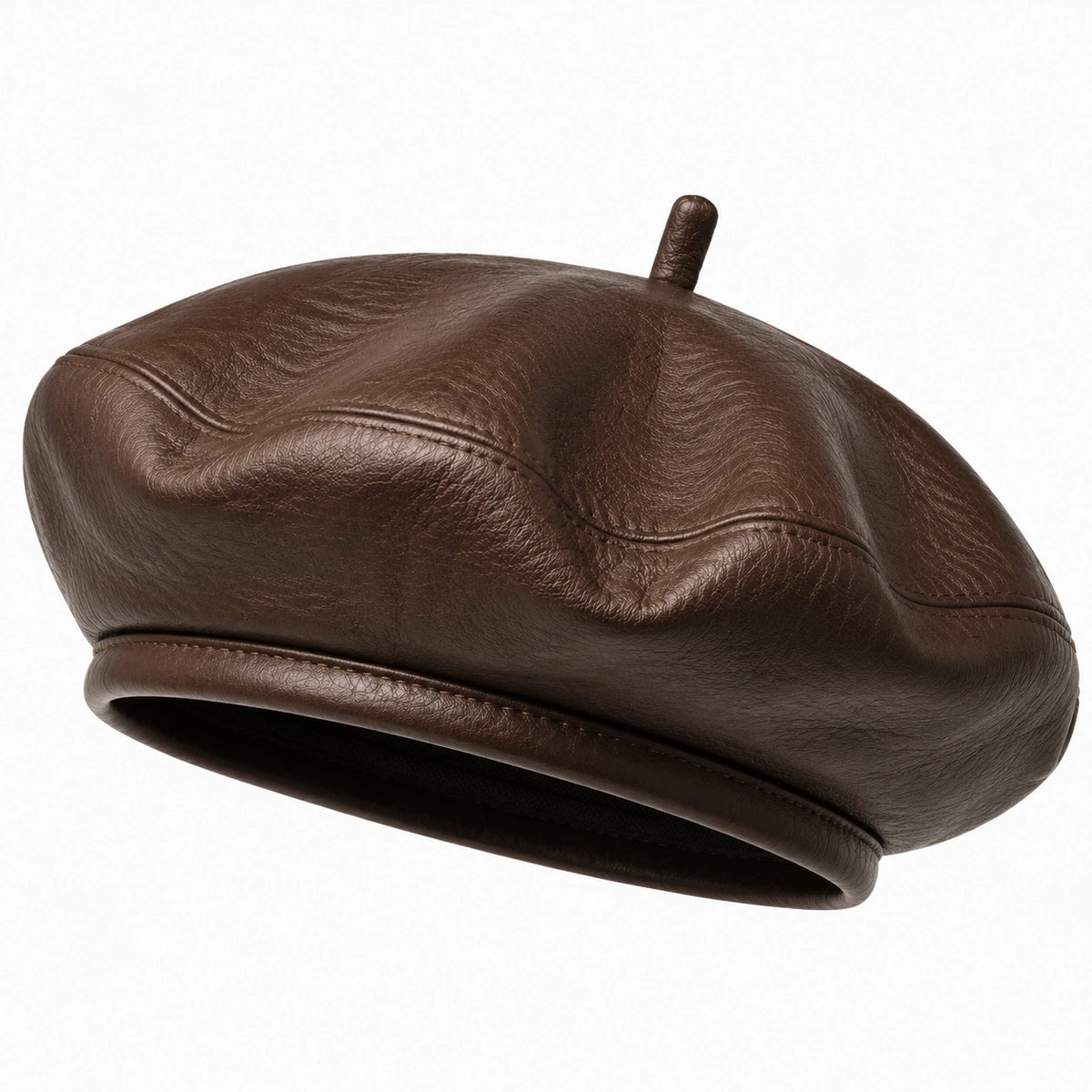 Baskenmütze Einheitsgröße Braun lederähnliche Oberfläche klassischer Stil