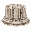 Bucket Hat Einheitsgröße aus Textilgewebe Beige Schwarz mit Webmuster
