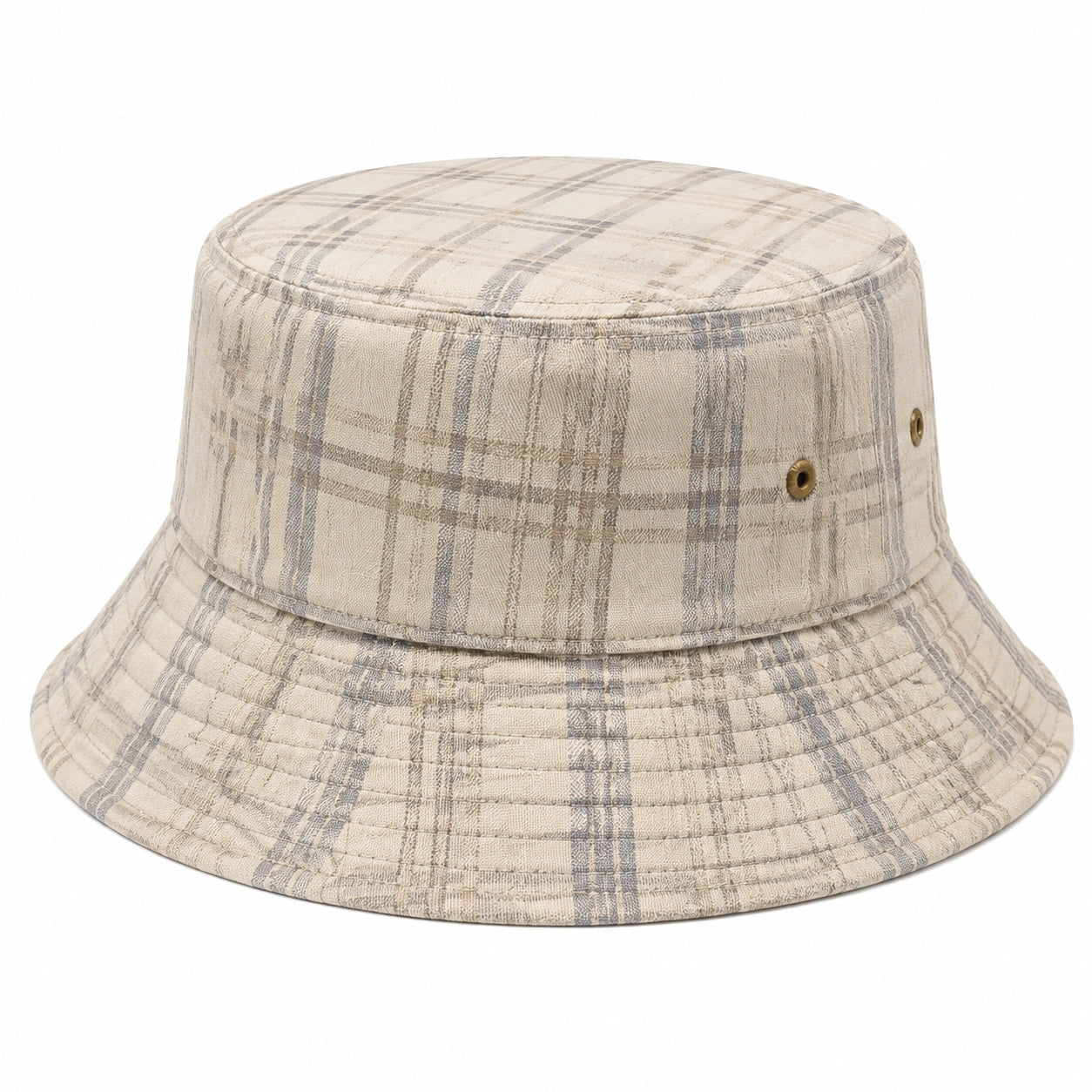 Bucket Hat Einheitsgröße aus Textil in Beige Grau kariert