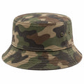 Bucket Hat Einheitsgröße Baumwollgewebe Camouflage Grün Braun mit Belüftungsösen