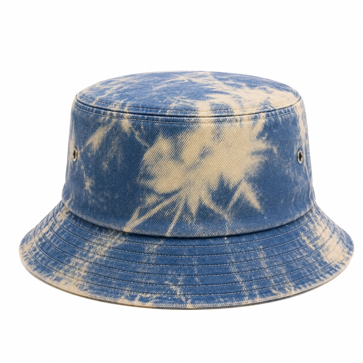Fischerhut Einheitsgröße aus Denim in Blau Beige mit Waschoptik