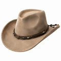 Cowboyhut Einheitsgröße Braun in Lederoptik mit geflochtenem Hutband