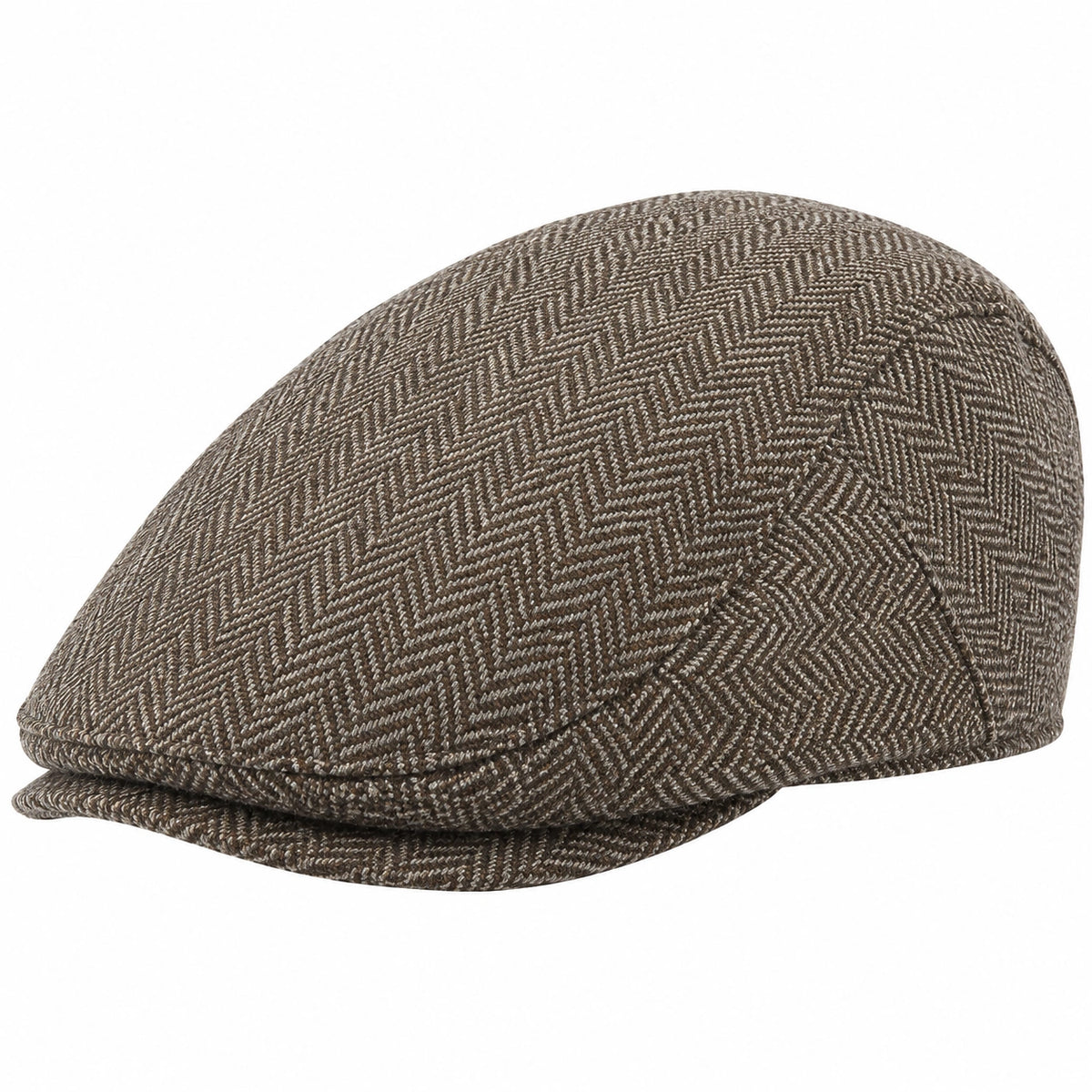 Schiebermütze Einheitsgröße aus Textil in Braun mit Fischgrätmuster für Alltag