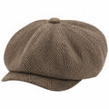 Schiebermütze Einheitsgröße Braun Beige Webstoff mit Fischgrätmuster klassischer Stil