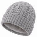 Strickmütze Einheitsgröße Grau gefüttert mit Zopfmuster für Winter