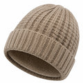 Strickmütze Einheitsgröße Beige gerippt gefüttert für Winter