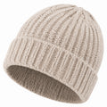 Strickmütze Einheitsgröße Beige aus Stricktextil mit Umschlag für Alltag